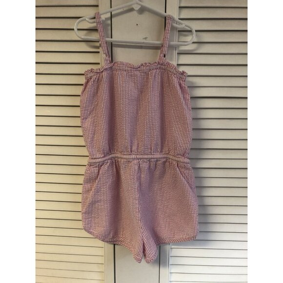 Rockets Of Awesome Size 8 Pink Striped Seerssucker Romper - Picture 3 of 6
